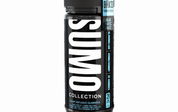Explosive blue raspberry flavor packed into a 10,000mg SUMO gummy jar – only at LiftoffSmoke. 