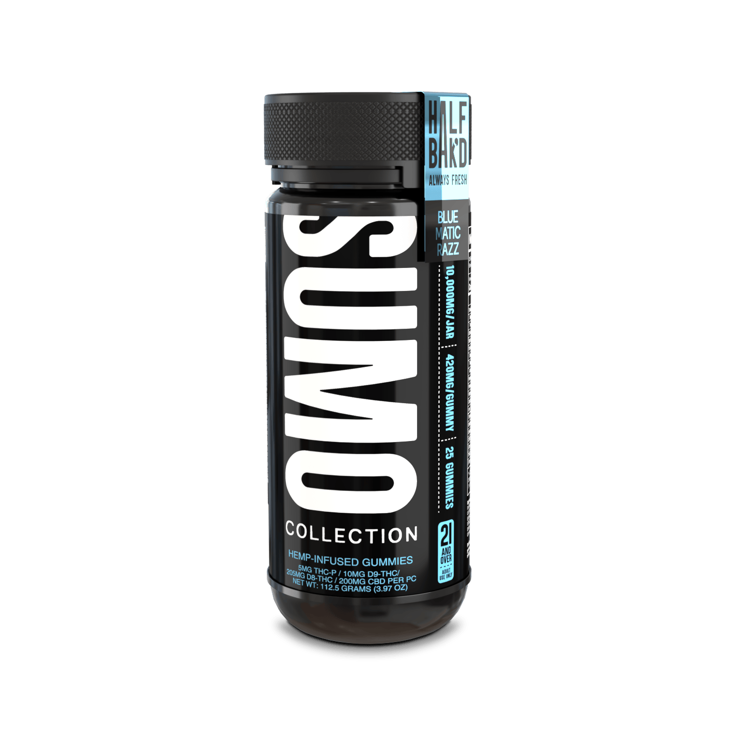 Explosive blue raspberry flavor packed into a 10,000mg SUMO gummy jar – only at LiftoffSmoke. 