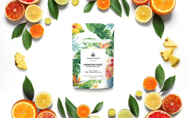 A tropical citrus-pineapple greenhouse CBD flower — 3.5g of top-shelf bud for clear-headed anytime calm, only at LiftoffSmoke.