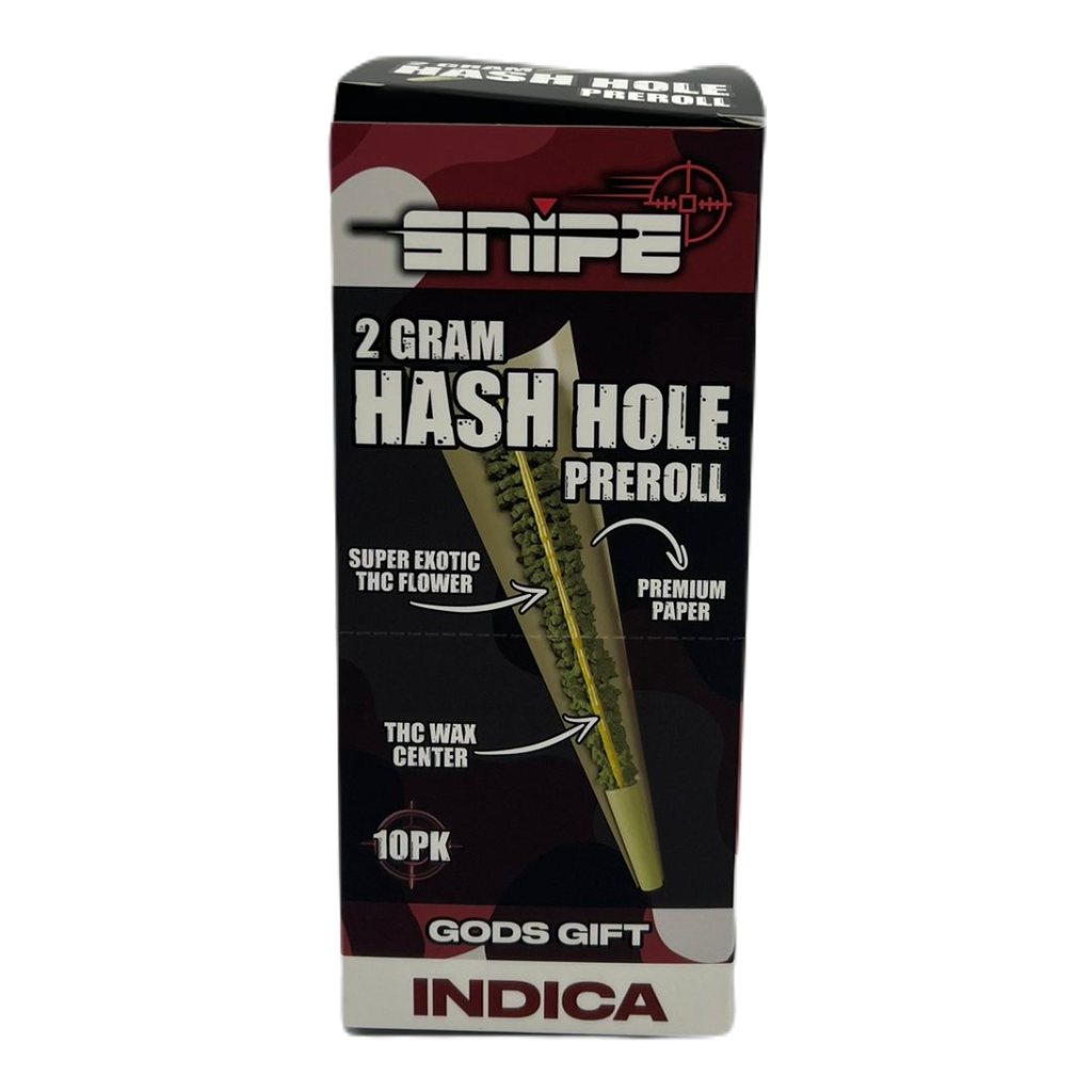 A relaxing God's Gift indica hash hole — 2g of exotic THC flower with a THC wax center, only at LiftoffSmoke.