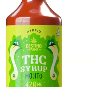 Cool lime-mint Mojito Delta 9 THC syrup — 420mg per 120ml bottle for customizable dosing, only at LiftoffSmoke. 