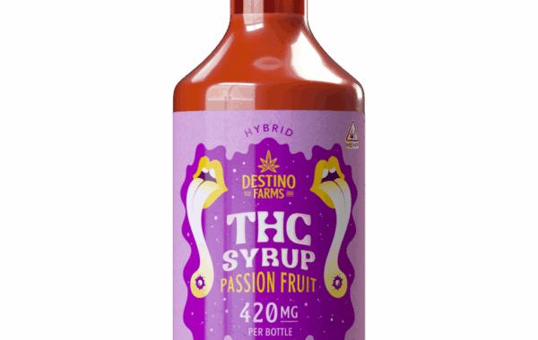 Sweet, tangy Passion Fruit Delta 9 THC syrup — 420mg per 120ml bottle for customizable dosing, only at LiftoffSmoke.