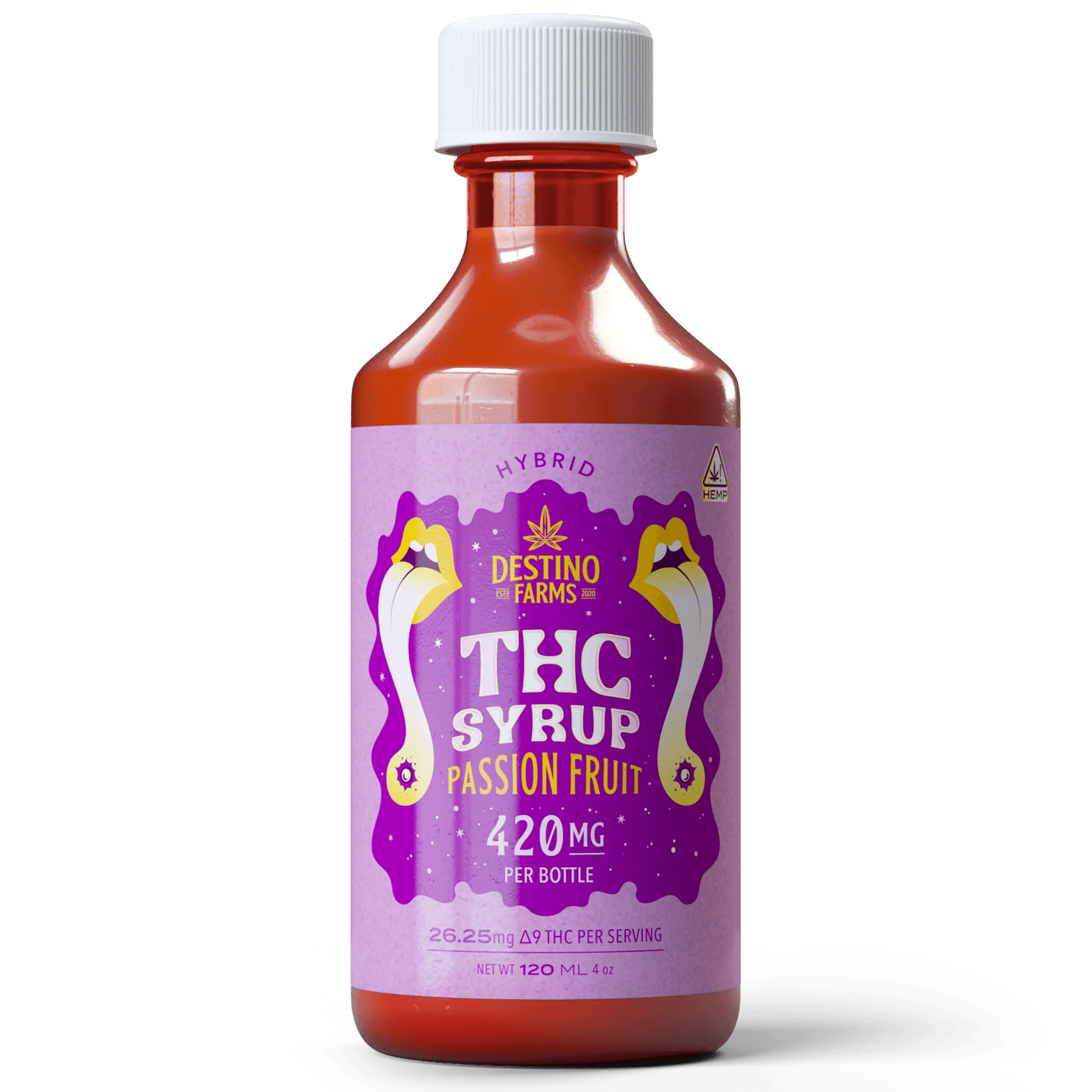 Destino Farms D9 Syrup Passion Fruit 420mg 120ml – Delta 9 THC syrup at LiftoffSmoke