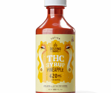 Juicy tropical Pineapple Delta 9 THC syrup — 420mg per 120ml bottle for customizable dosing, only at LiftoffSmoke.