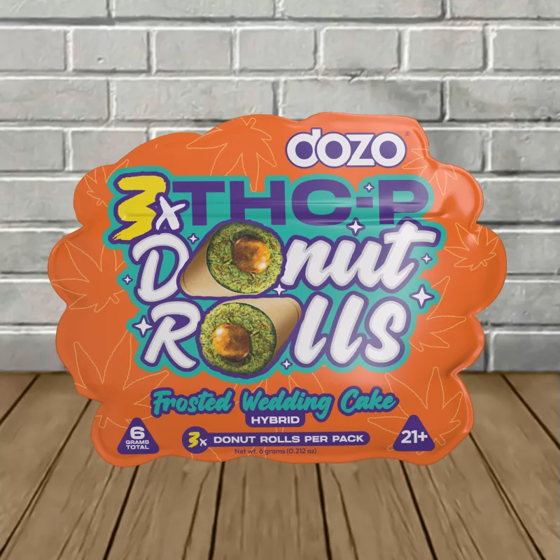 Creamy, sweet Frosted Wedding Cake donut prerolls with a THC-P live rosin core – only at LiftoffSmoke.