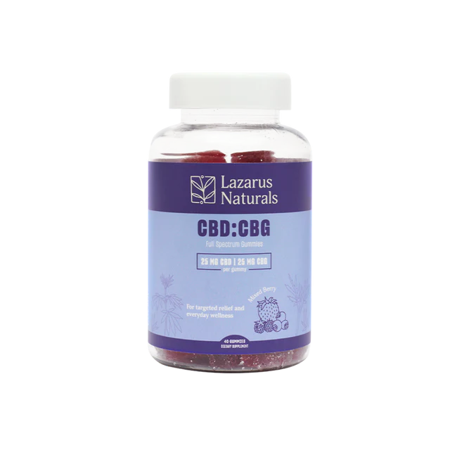 Balanced 1:1 CBD + CBG gummies in a juicy mixed-berry flavor — 40-count for everyday calm, only at LiftoffSmoke.
