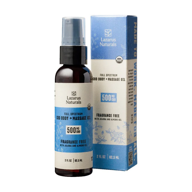 Lazarus Naturals Full Spectrum CBD Body + Massage Oil 500mg 2oz at LiftoffSmoke