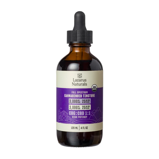 CBG : CBD 1:1 Lazarus Naturals Full Spectrum Cannabinoid Tincture 3,000mg CBG / 3,000mg CBD - Image 2