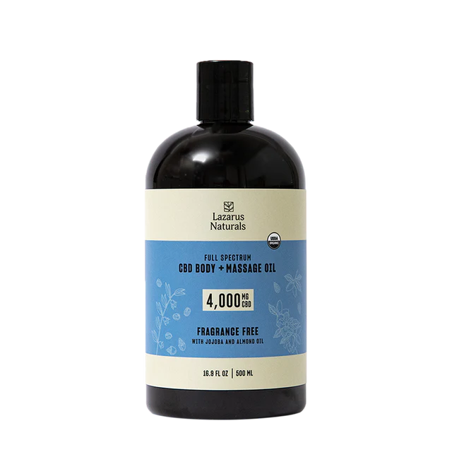 Full-spectrum CBD massage oil with jojoba & sweet almond — big 500ml, fragrance-free relief only at LiftoffSmoke.