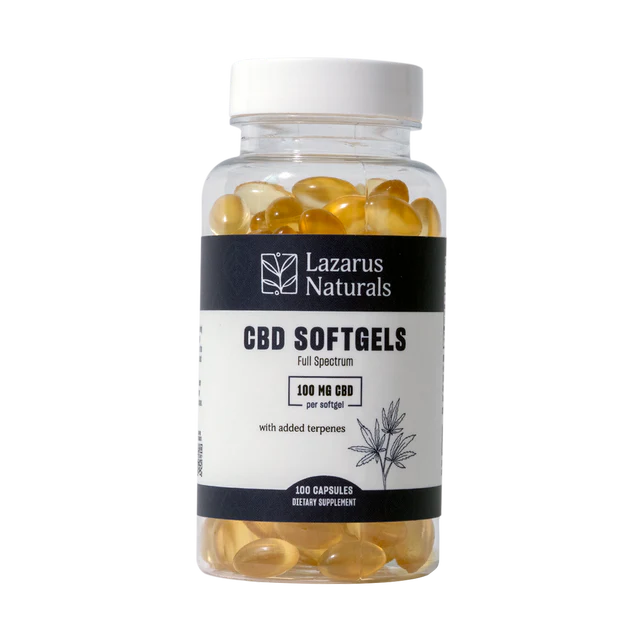 Mid-strength 100mg full-spectrum CBD softgels in a bulk 100-count supply — only at LiftoffSmoke.