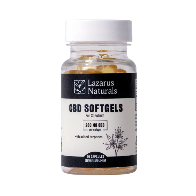 High-potency 200mg full-spectrum CBD softgels for daily relief — 40-count, only at LiftoffSmoke.