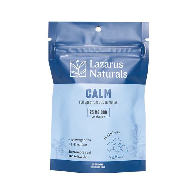 Lazarus Naturals Full Spectrum Calm Gummies 25mg Huckleberry 10ct (250mg) at LiftoffSmoke