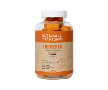 Turmeric + CBD gummies in a spiced mango-ginger flavor for soreness & mobility — only at LiftoffSmoke.