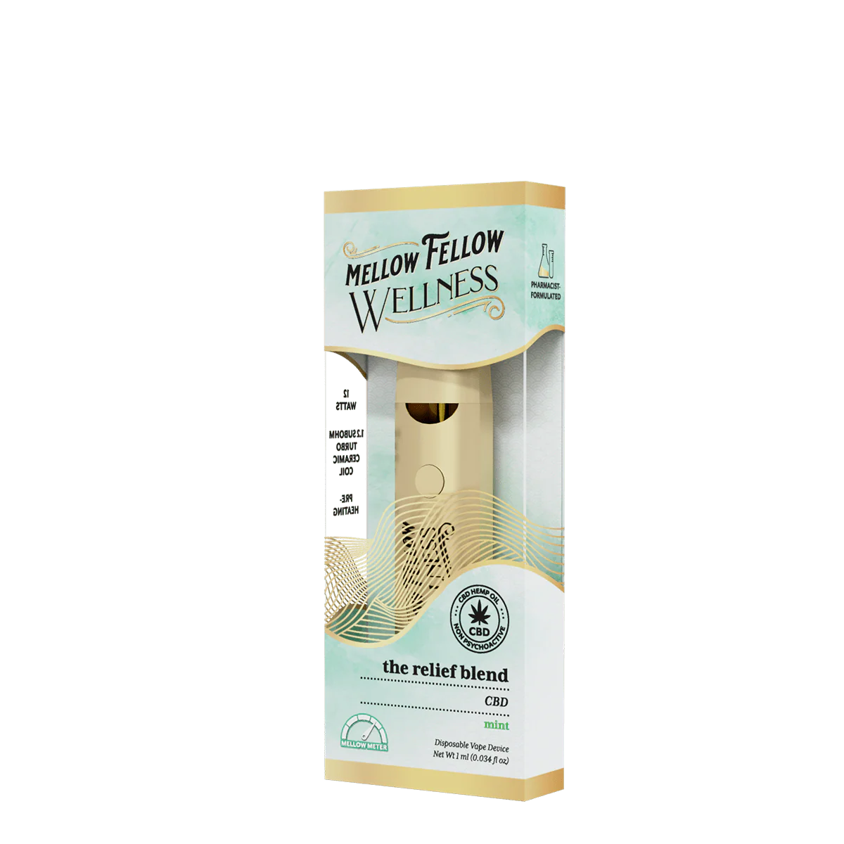 Mint - Mellow Fellow Wellness - CBD 1ml Disposable - The Relief Blend - Image 3