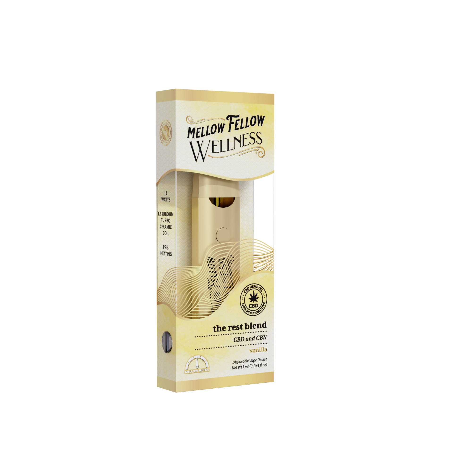 Vanilla - Mellow Fellow Wellness - CBD 1ml Disposable - The Rest Blend - Image 2