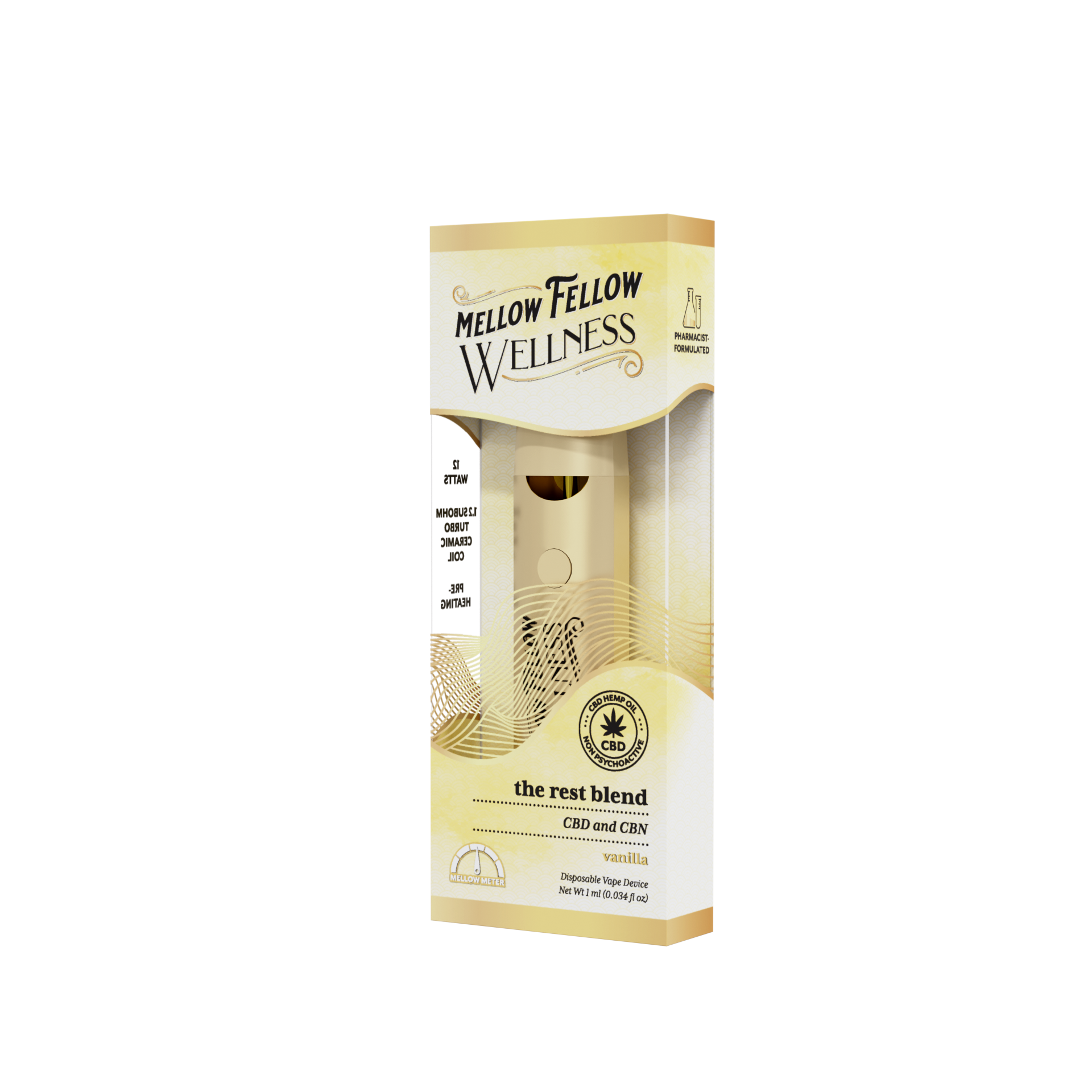 Vanilla - Mellow Fellow Wellness - CBD 1ml Disposable - The Rest Blend - Image 3