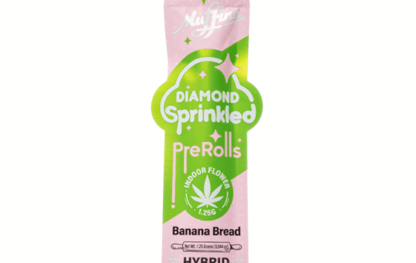 A warm, sweet Banana Bread hybrid preroll — 1.25g THCA flower coated in THCA diamonds, only at LiftoffSmoke.