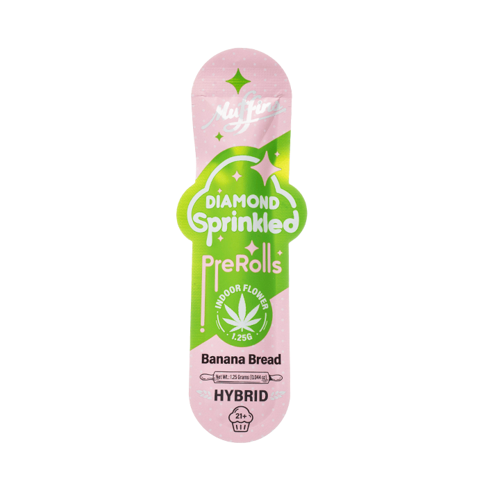 A warm, sweet Banana Bread hybrid preroll — 1.25g THCA flower coated in THCA diamonds, only at LiftoffSmoke.