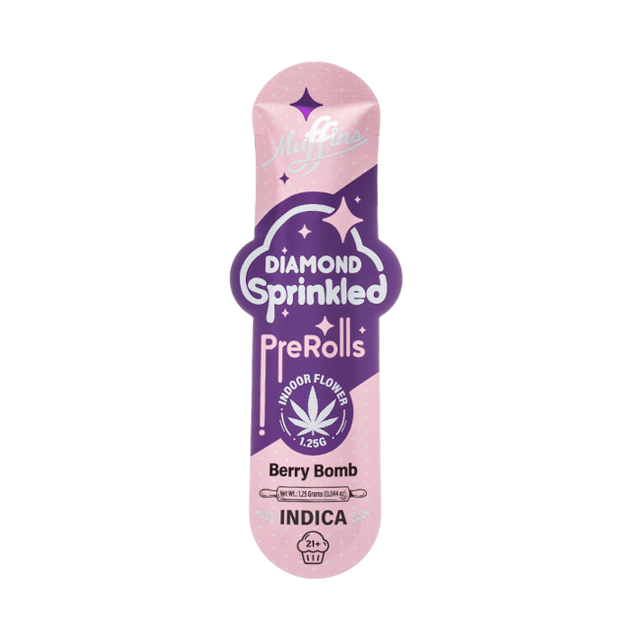 A sweet, juicy Berry Bomb indica preroll — 1.25g THCA flower coated in THCA diamonds, only at LiftoffSmoke.