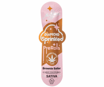 A rich, chocolatey Brownie Batter sativa preroll — 1.25g THCA flower coated in THCA diamonds, only at LiftoffSmoke.