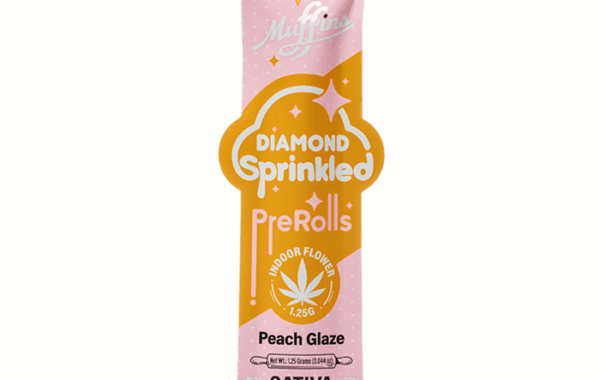 A sweet, juicy Peach Glaze sativa preroll — 1.25g THCA flower coated in THCA diamonds, only at LiftoffSmoke.