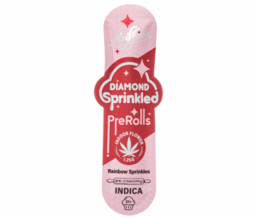 A candy-sweet Rainbow Sprinkles indica preroll — 1.25g THCA flower coated in THCA diamonds, only at LiftoffSmoke.