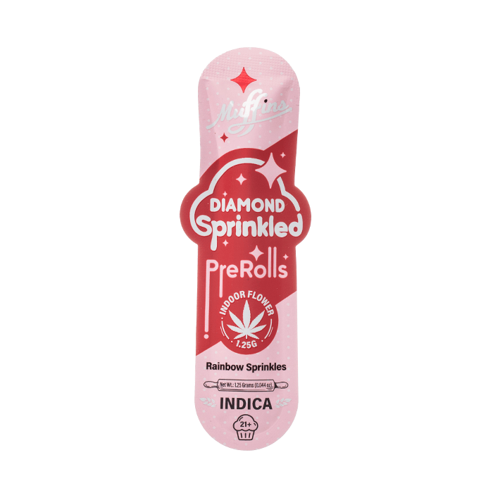 A candy-sweet Rainbow Sprinkles indica preroll — 1.25g THCA flower coated in THCA diamonds, only at LiftoffSmoke.