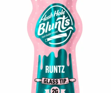 A candy-sweet Runtz hybrid hash hole blunt — 2g with a THCP hash-badder core and glass tip, only at LiftoffSmoke.