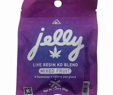 A 4-count sample of Jelly's KO Blend live resin gummies in Blue Razz and Watermelon – only at LiftoffSmoke.