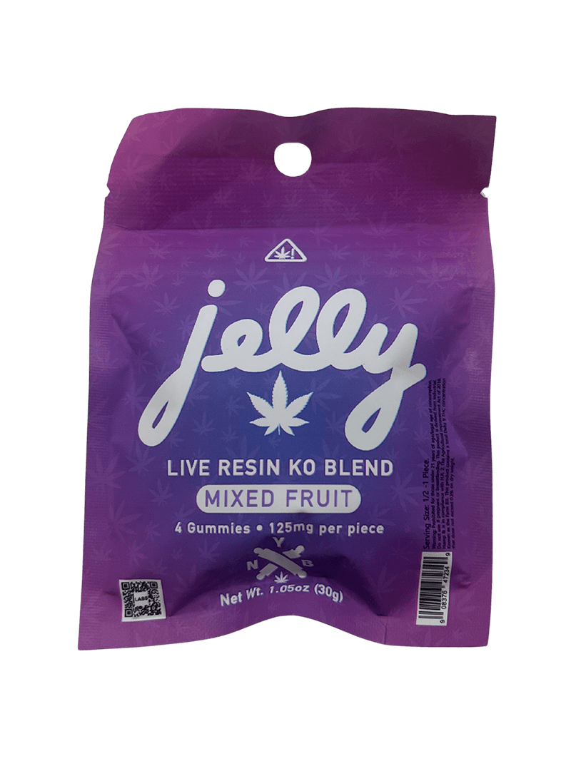 Jelly KO Blend Sample 4ct – Blue Razz & Watermelon 125mg live resin gummies at LiftoffSmoke