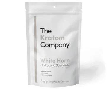 Premium lab-tested White Horn kratom powder in a 3oz pouch — all-natural white vein, only at LiftoffSmoke.