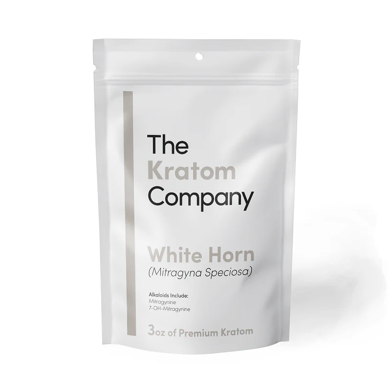 The Kratom Company White Horn Kratom Powder 3oz — lab-tested white vein, at LiftoffSmoke