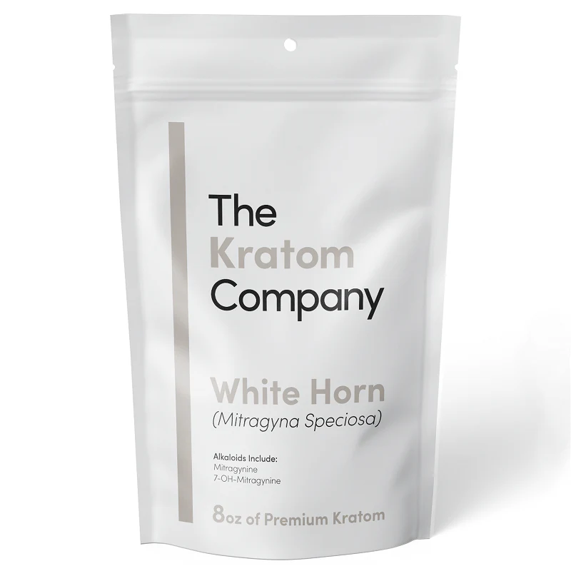 The Kratom Company White Horn Kratom Powder 8oz — lab-tested white vein, at LiftoffSmoke