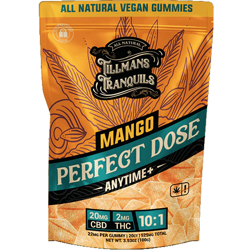 Mango 10:1 CBD:THC gummies with just 2mg Delta-9 — a gentle, CBD-forward lift, only at LiftoffSmoke.