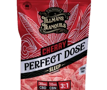 Cherry sleep gummies with CBD, CBN & melatonin, zero THC — nighttime wind-down, only at LiftoffSmoke.